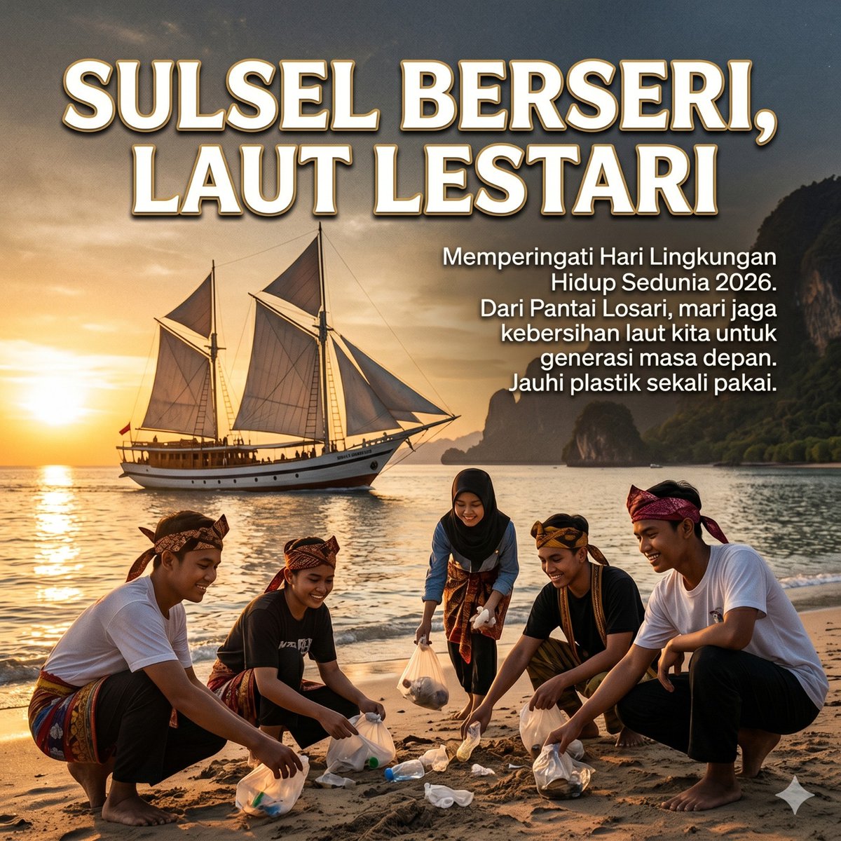 DengRama's tweet photo. Mari jaga kejernihan laut kita. Menjelang Hari Peringatan Lingkungan  Hidup Sedunia, ayo bersihkan Pantai Losari demi masa depan bumi yang  lebih hijau. #HariLingkunganHidupSedunia https://t.co/Mj6ym92MTm