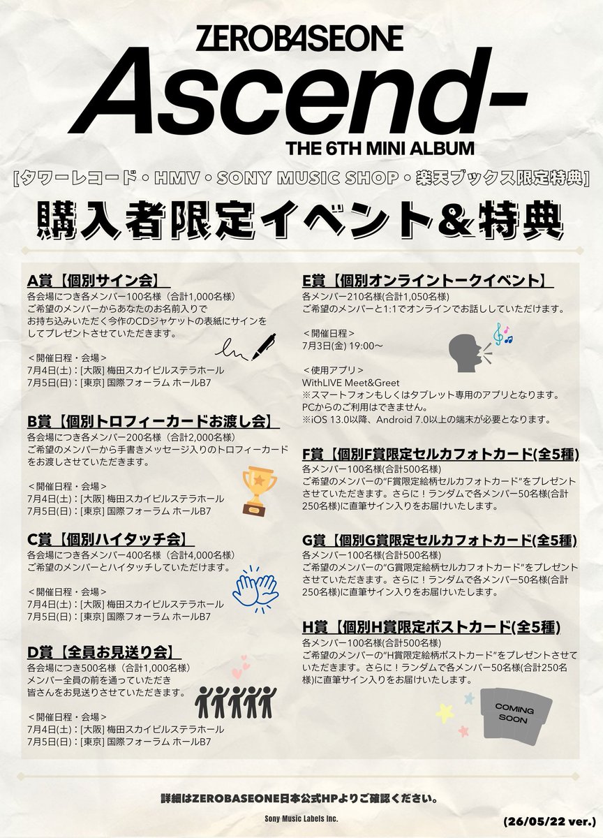🤍🤍🤍 ZEROBASEONE [Ascend-] 🤍🤍🤍 ＼ オフイベ詳細 公開 ／ ・個別