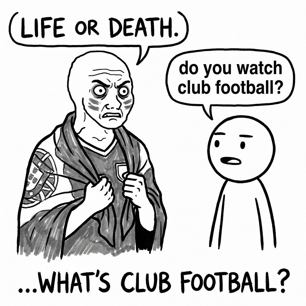 joinsoccersol's tweet photo. shows up every 4 years.
full kit.
face paint.
enormous flag.
absolute conviction.

"do you watch club football?"

"...what's club football?"

$SOCCER ⚽ https://t.co/edtvyPFmjU