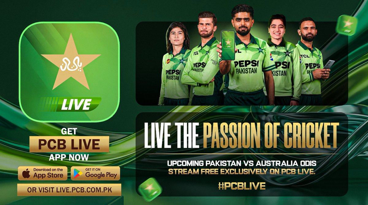 RealKhurramPak's tweet photo. “Fans across the world will now have direct access to Pakistan’s bilateral, domestic and women’s cricket through PCB’s own official platform.The journey begins with Pakistan vs Australia ODIs. Streaming FREE exclusively on PCB LIVE. #PCBLIVE” https://t.co/pMZJTEPvkq