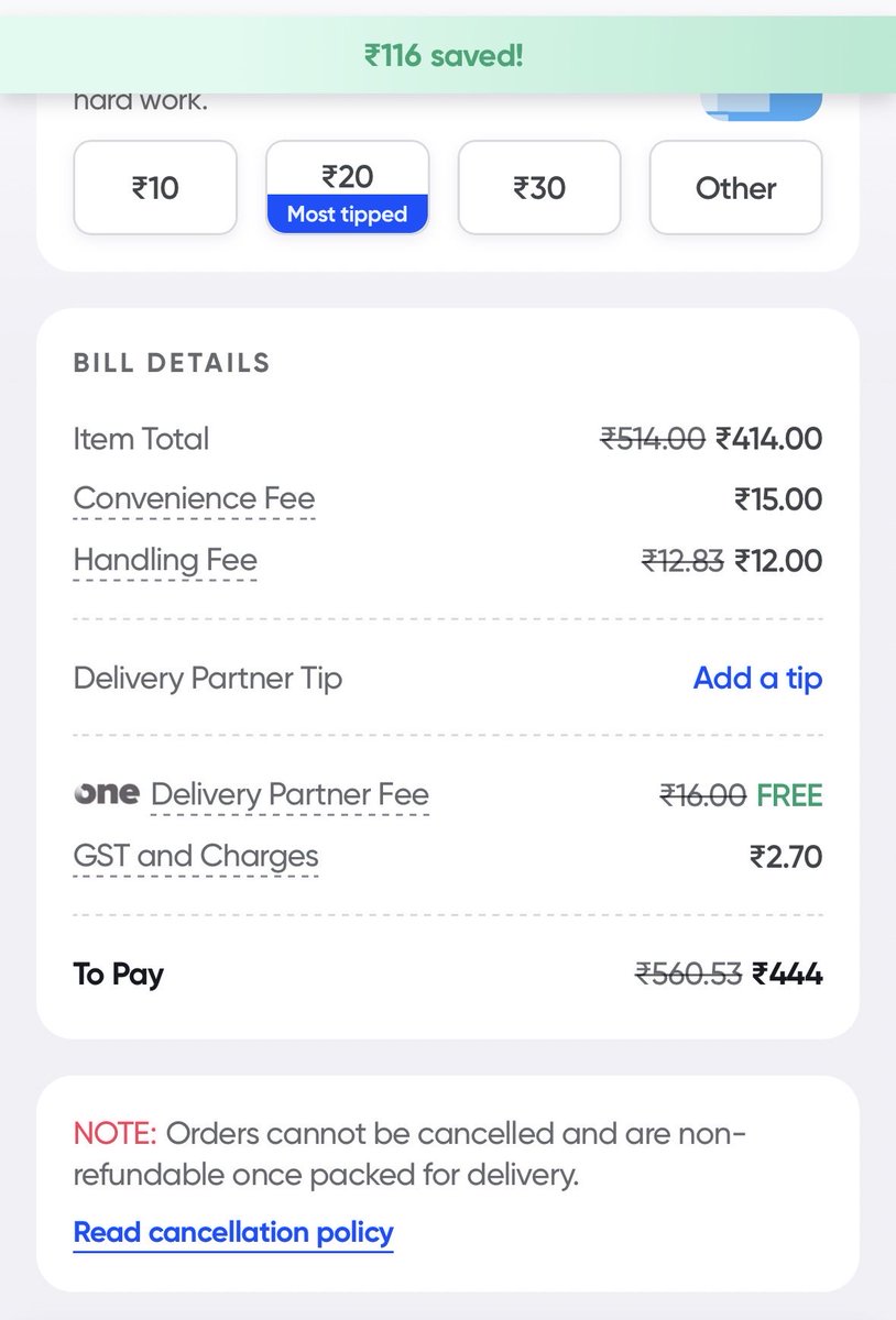 Aks0388's tweet photo. @SwiggyCares @Swiggy @jagograhakjago Again the same thing 
No need to round off, just charge what is due 
You are not doing any favour 
Consumer Forum please look into this scam https://t.co/3GDLg9NyXQ