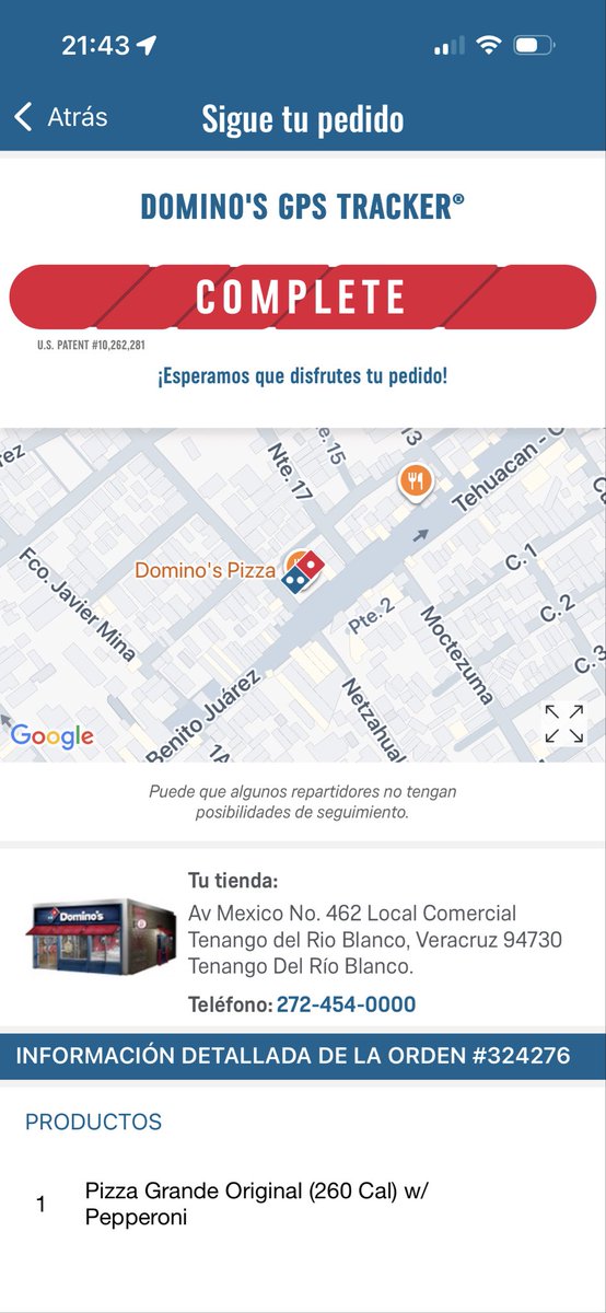 papistran's tweet photo. @dominos realice un pedido en su app y en el seguimiento me parece como si la hubiera recibido, y ese pedido aún no me lo entregan, ¿qué respuesta tienen? https://t.co/uklJDeUTKt