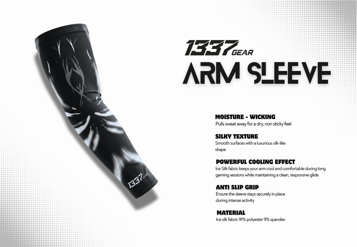 1337GEARGG's tweet photo. Level up your setup with every move. ⚡

Every Limited Edition MIU Glasspad order comes with our premium Ice Silk Arm Sleeve — completely FREE.
Built for smooth, consistent glide on glass surfaces with a cooling, ultra-light feel designed for long gaming sessions.
✔ Ice Silk Fabric
✔ Smooth & Responsive Glide
✔ Cooling Comfort
✔ Anti-Slip Fit
✔ 91% Polyester / 9% Spandex

Feel the difference with the complete 1337GEAR experience. 🖤