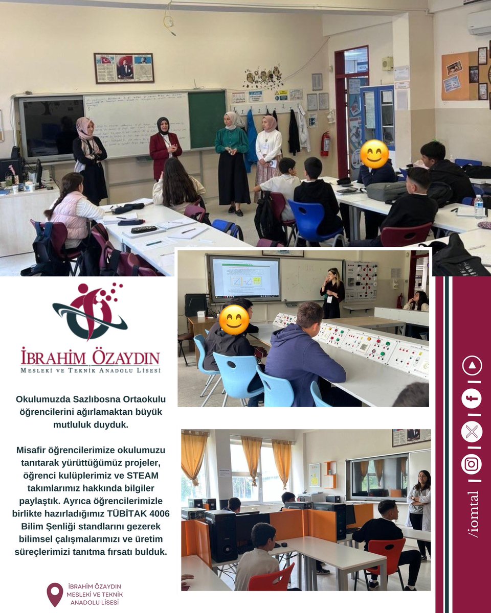 iomtal's tweet photo. |🇹🇷| Okulumuzda Sazlıbosna Ortaokulu öğrencilerini ağırlamaktan büyük mutluluk duyduk.

Misafir öğrencilerimize okulumuzu tanıtarak yürüttüğümüz projeler, öğrenci kulüplerimiz ve STEAM takımlarımız hakkında bilgiler paylaştık. 

@istanbulilmem 
@ARNAVUTKOYMEM 
@SaadetBektas_ https://t.co/ckmIZLfeeK