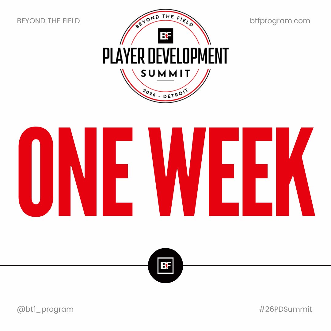 BTF_Program's tweet photo. ONE WEEK AWAY. 🔥

The is almost here.

2 days.
High-level conversations.
Real networking.
Actionable ideas.
People committed to developing people &amp; elevating programs.

Limited space remains.

Tickets: https://t.co/mgzJaH1vID

#26PDSUMMIT https://t.co/Cegd803Ih0