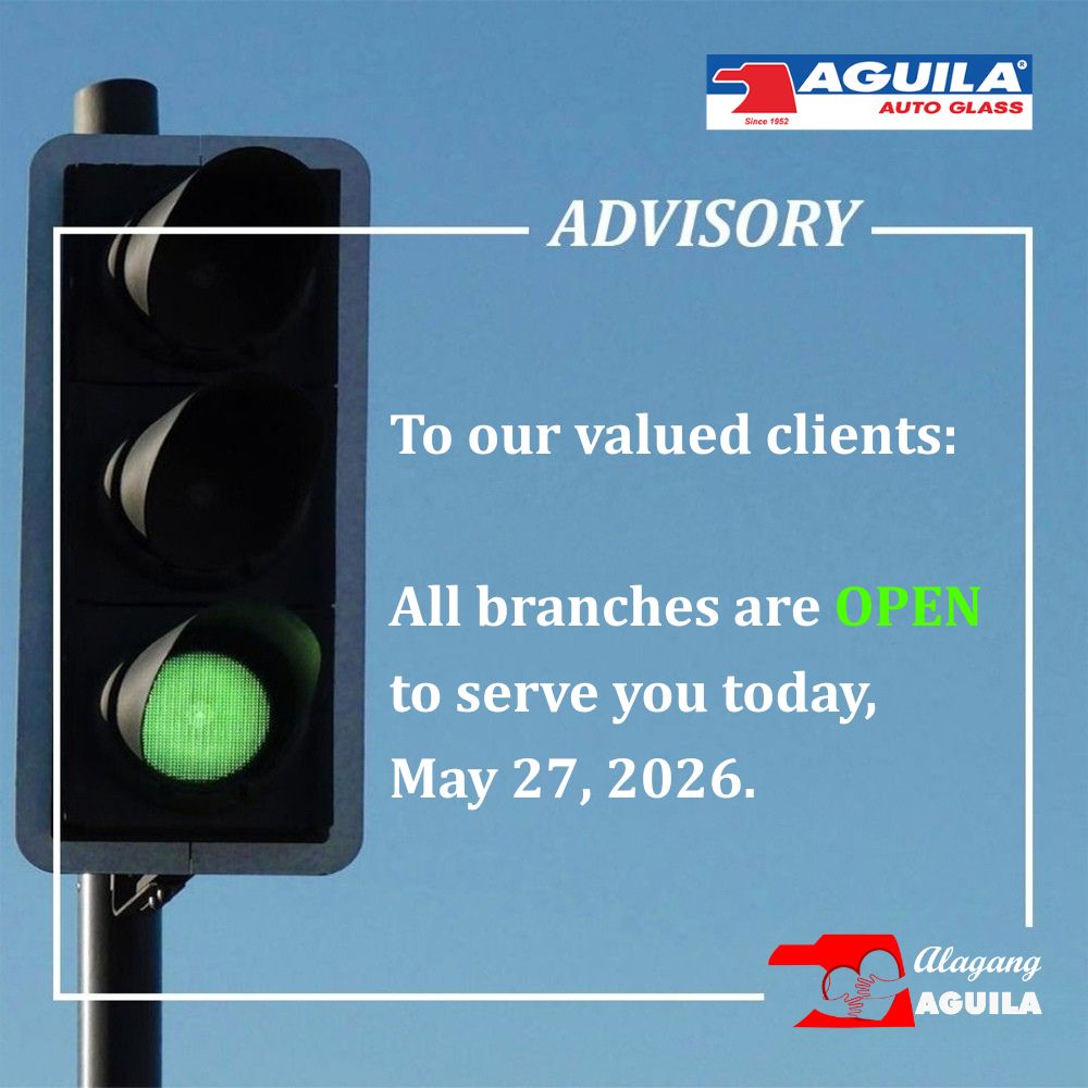 AguilaAutoGlass's tweet photo. 𝐀𝐍𝐍𝐎𝐔𝐍𝐂𝐄𝐌𝐄𝐍𝐓!

All of our 26 branches are 𝐎𝐏𝐄𝐍 to serve you today, May 27, 2026. (𝐄𝐢𝐝'𝐥 𝐀𝐝𝐡𝐚)

Check out our website at https://t.co/TSx5ZUFneB to find out where you can find the locations of our twenty six (26) LEGIT branches.

https://t.co/ga6pLUEnv5 https://t.co/ysn3jzP1qk