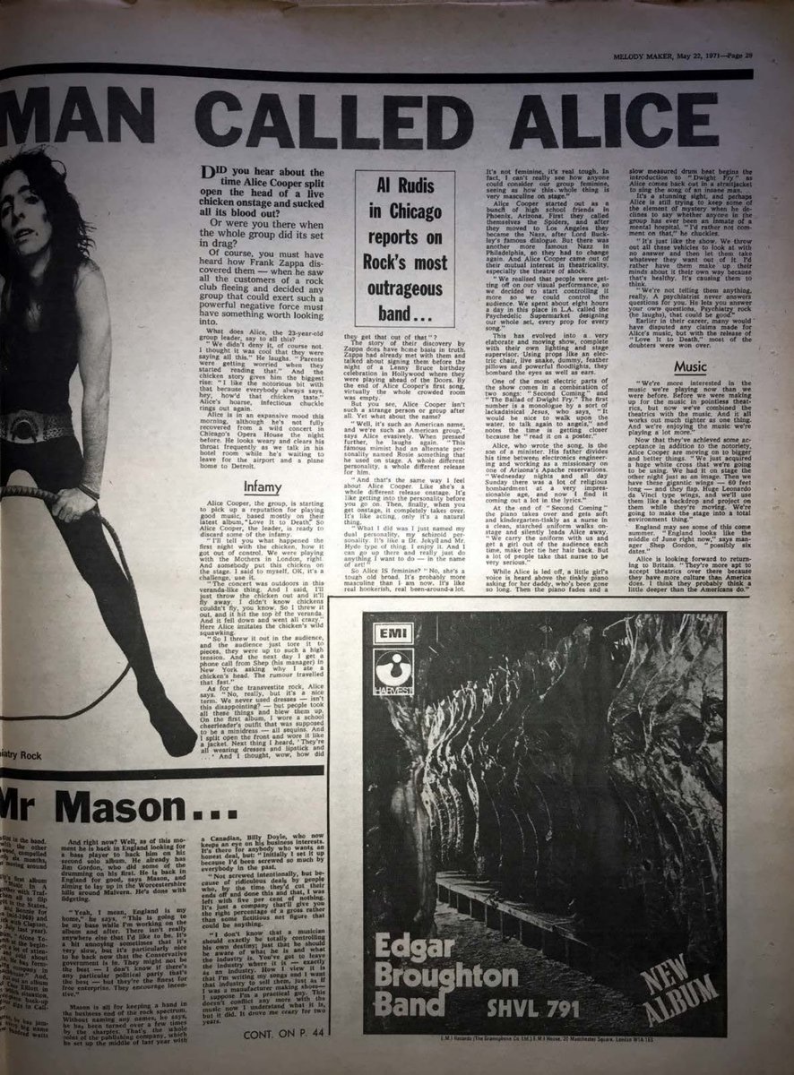 Alice Cooper (May 22, 1971) Man Called Alice – Melody Maker Two