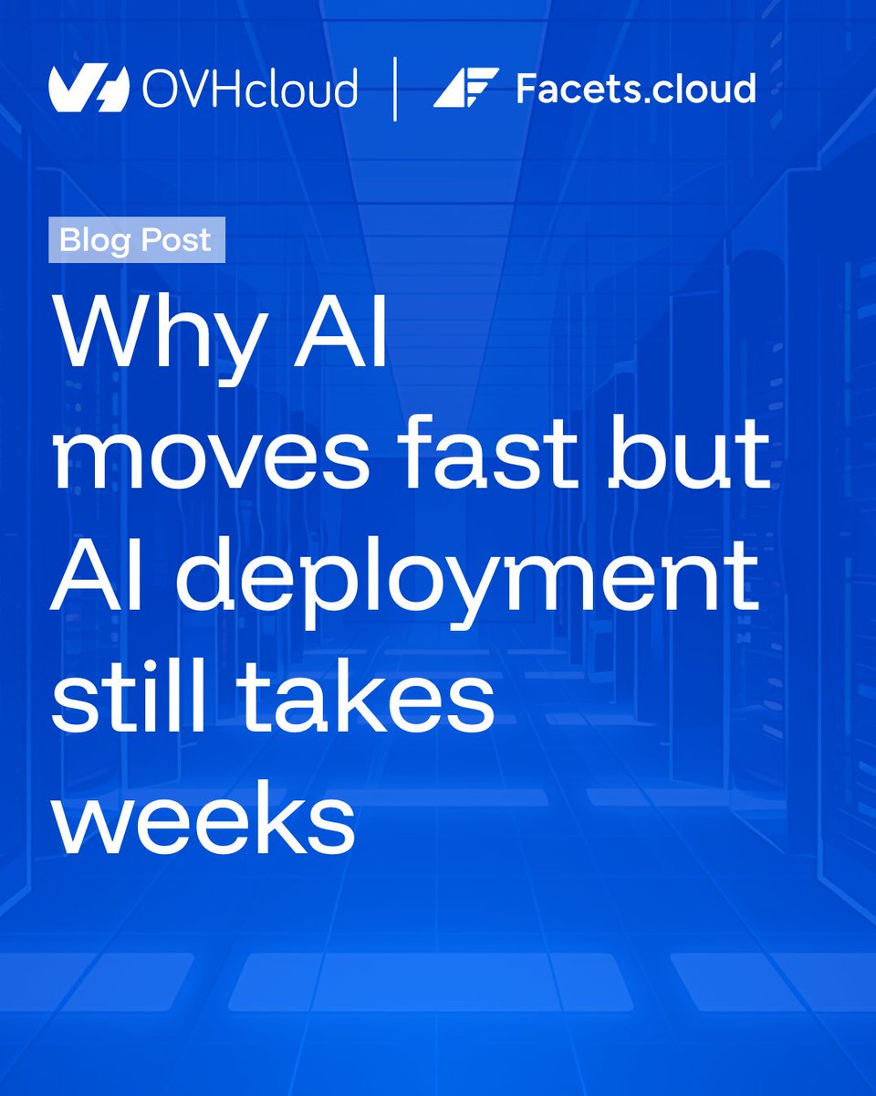 OVHcloud_APAC's tweet photo. Applications are being build using AI models in days but deployment? It still takes time.

In our latest blog with @FacetsCloud, we unpack why infrastructure friction is slowing AI teams down, from fragmented environments and inconsistent workflows to deployment setups that still need to be rebuilt project by project. We’ll also be diving deeper into this topic in an upcoming webinar with Facets on 16 June. Keep a lookout for the details! 

 Read the full blog: https://t.co/CeyphbW4Nt 

#OVHcloud #AI #DevOps