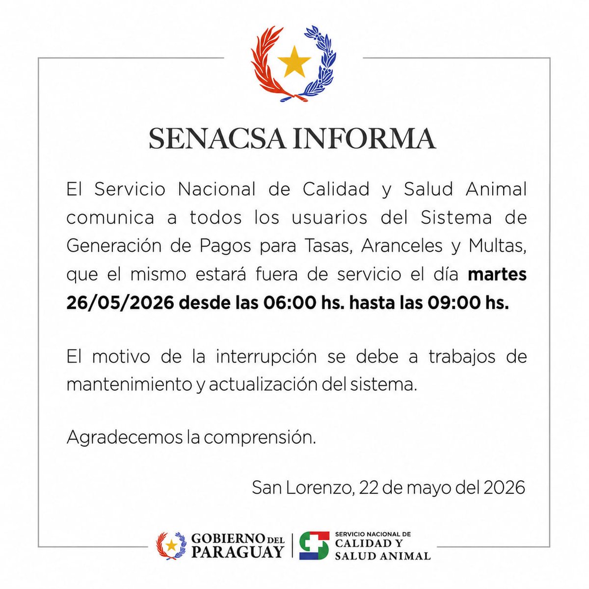SENACSA tweet media