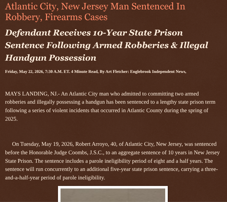 ArtFletcher9's tweet photo. Atlantic City, New Jersey Man Sentenced In Robbery, Firearms Cases https://t.co/bEexILqpvL via @Englebrooknews #NewJersey #CrimeNews #AtlanticCountyNJ #AtlanticCityNJ #StatePrison #robbery #weapons @HRG_Media @LodiNJNews @fordmb1 @SarahGeving1 @Shannon96574094 @DanCook26214426 @Daytobehappy @janninereid1 @gator4kb18 @TrumpWasRite2 @KathyKbrose @RobGerundo @JimBobW49