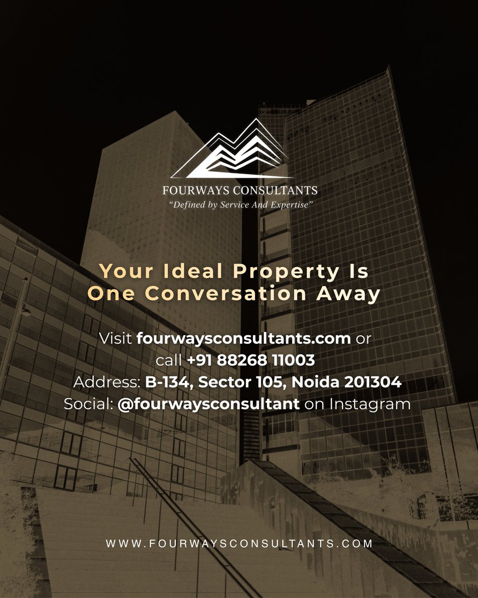 Fourways2026's tweet photo. Nearly two decades of trust, expertise, and premium real estate advisory in Noida.

At Fourways Consultants, we don’t just show properties. We understand your goals, shortlist with precision, and guide you toward real estate decisions built for long-term value.

#NoidaRealEstate https://t.co/0r2lfv5RgL
