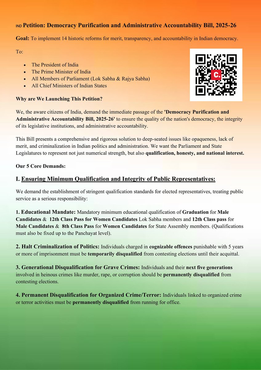 S__INDIAN's tweet photo. @Cockroachisback @abhijeet_dipke Add this petition  demands in party manifesto.

#Youth #Cockroaches #GenZ read petition if you think this changes need in India then sign and share petition 🙏

Hindi link👉 https://t.co/U0mwOH1fV1 
English link👉 https://t.co/sihKVrHPGC

#cjp #CockroachJantaParty https://t.co/nP9ZD0HXnk