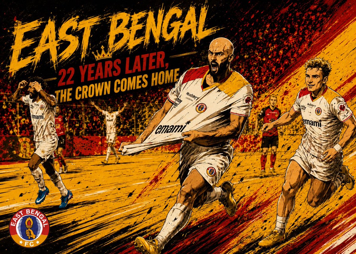 utathya10's tweet photo. Back on the throne after 22 years - @eastbengal_fc

#JoyEastBengal #ISLChampions #EBFC https://t.co/DqzGfKYz6r