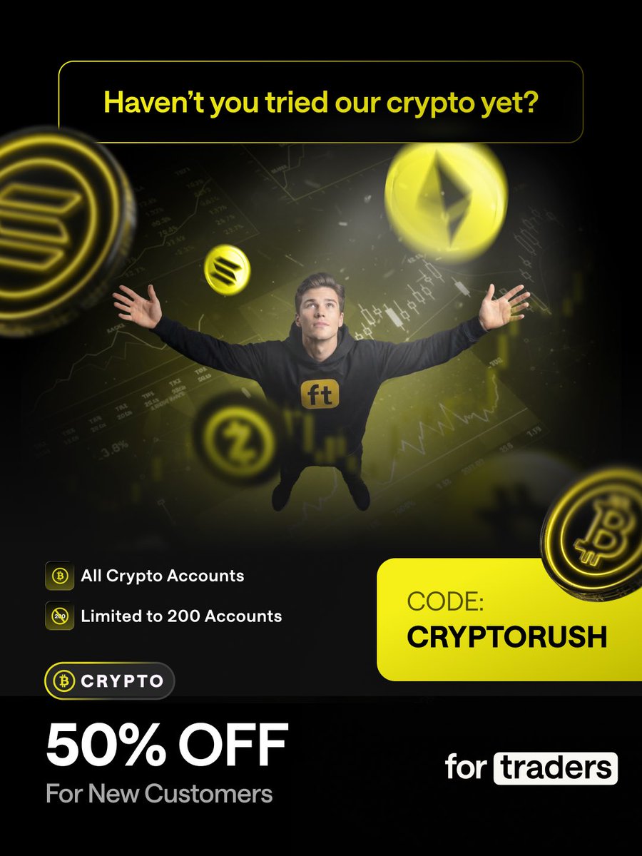 fortraderscom's tweet photo. 50% OFF Crypto Accounts For New Customers 🚀

Trade 70+ crypto coins.

⚡️ How it works:

🟡 Use code CRYPTORUSH at checkout
🟡 Get 50% OFF instantly
🟡 Available only for new customers

Limited to only 200 accounts.

Start Trading Crypto 
https://t.co/Lwlgzpluxj https://t.co/XbLtFu2xKu