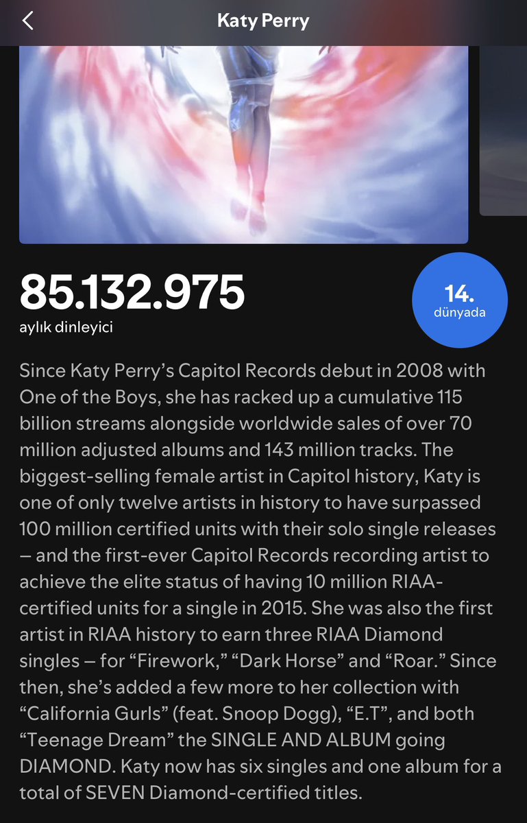 mainpopgurl's tweet photo. i hate katy’s bio on spotify. it’s all about capitol ratords https://t.co/DtFQvW4bIf