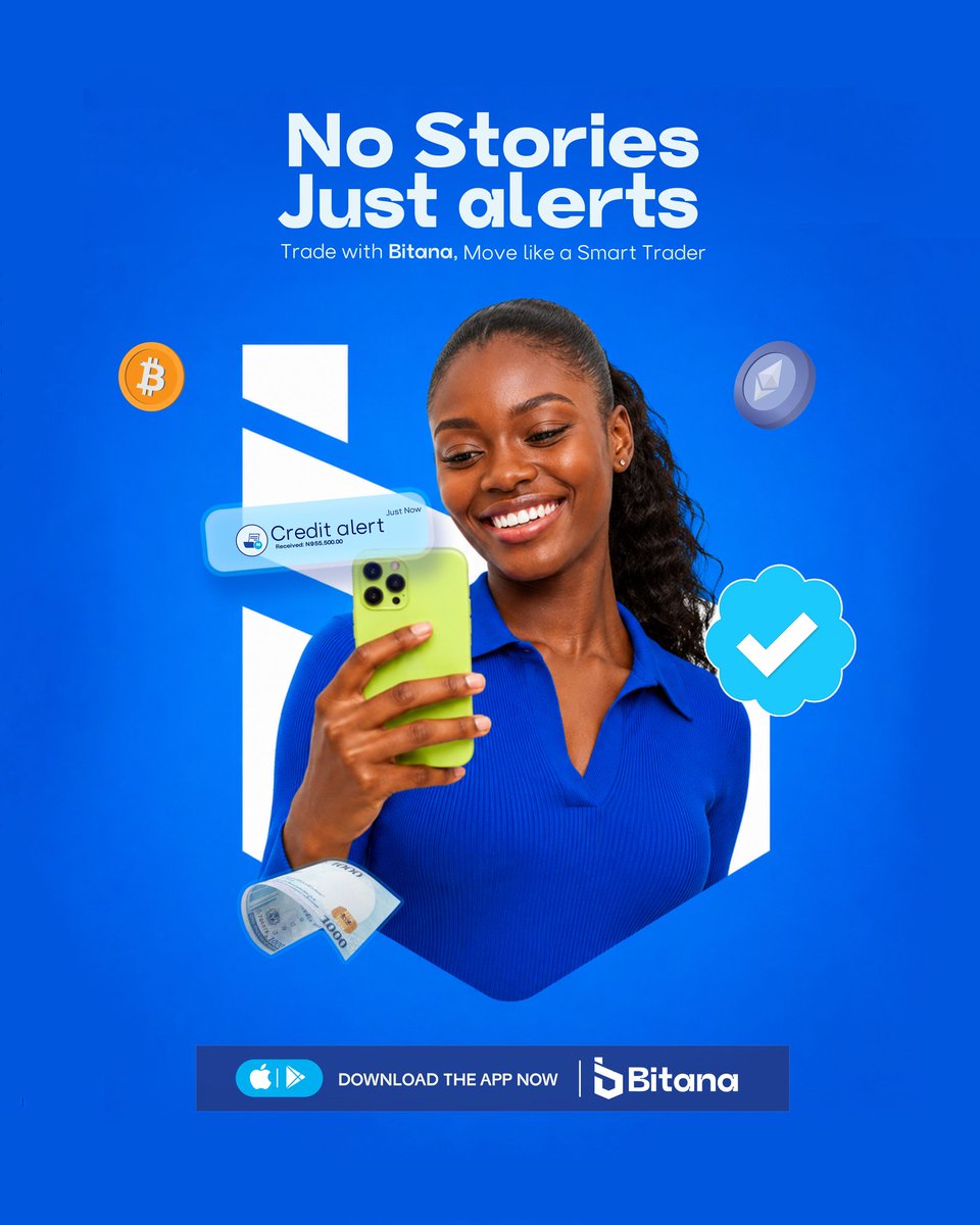 Bitana_official's tweet photo. TGIF 💙

In this space, people don’t just want promises.
They want results. Fast ones.

That’s why Bitana keeps things simple
Trade your crypto, sell your gift cards, withdraw your funds, and move on with your day  no delays, no excuses, no long stories.

Just smooth transactions and instant alerts when it matters most. 

Because at the end of the day, the best fintech experience is the one that works exactly when you need it to.

No pending payments.
No unnecessary waiting.
Just Bitana.