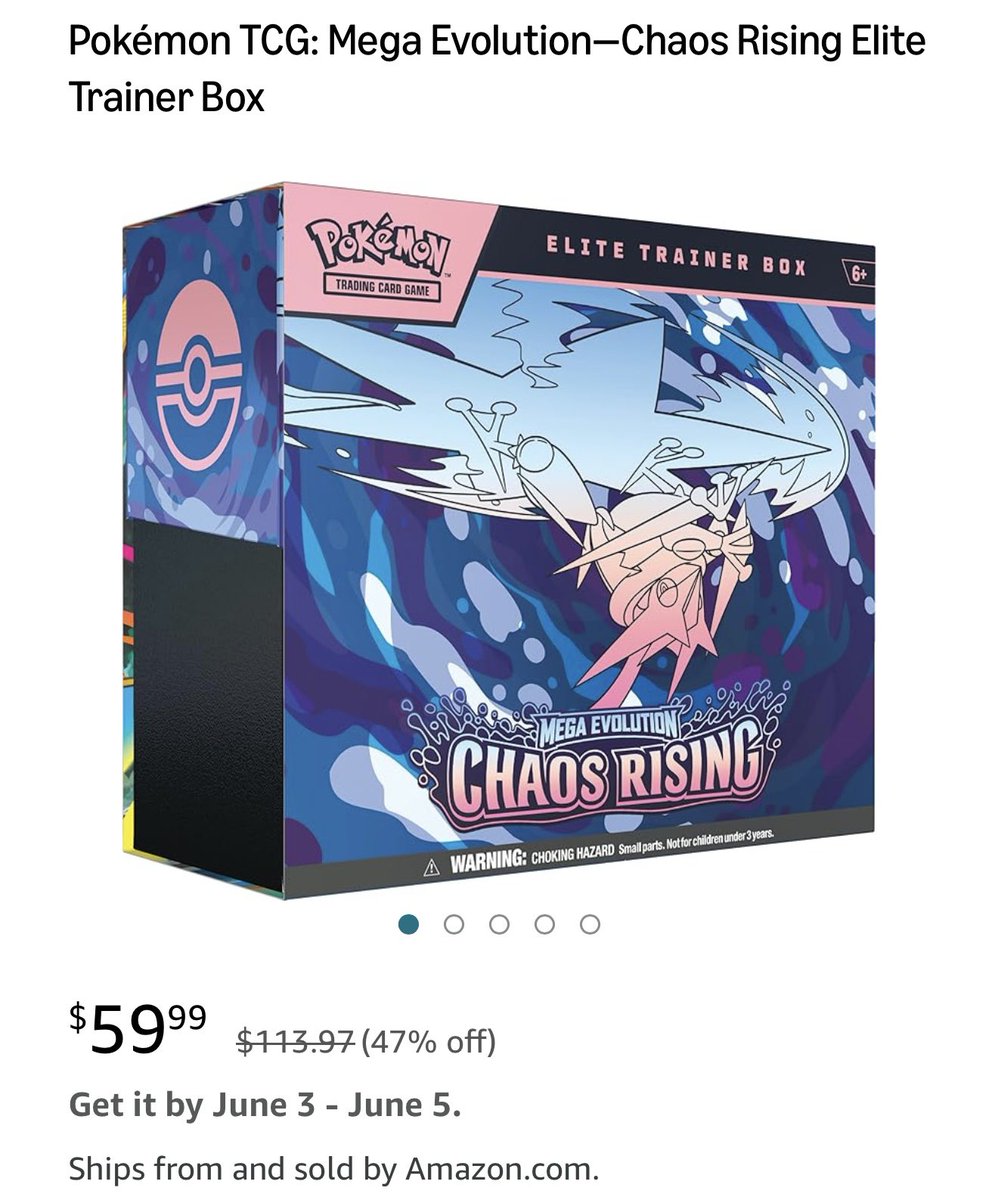 Chaos Rising ETB is $60 at Amazon! Shipped and sold by them. . https://t.co/kTxXxHJwSF . #Ad #Pokemon #TradingCards Chaos Rising ETB is $60 at Amazon! Shipped and sold by them. . https://t.co/kTxXxHJwSF . #Ad #Pokemon #TradingCards