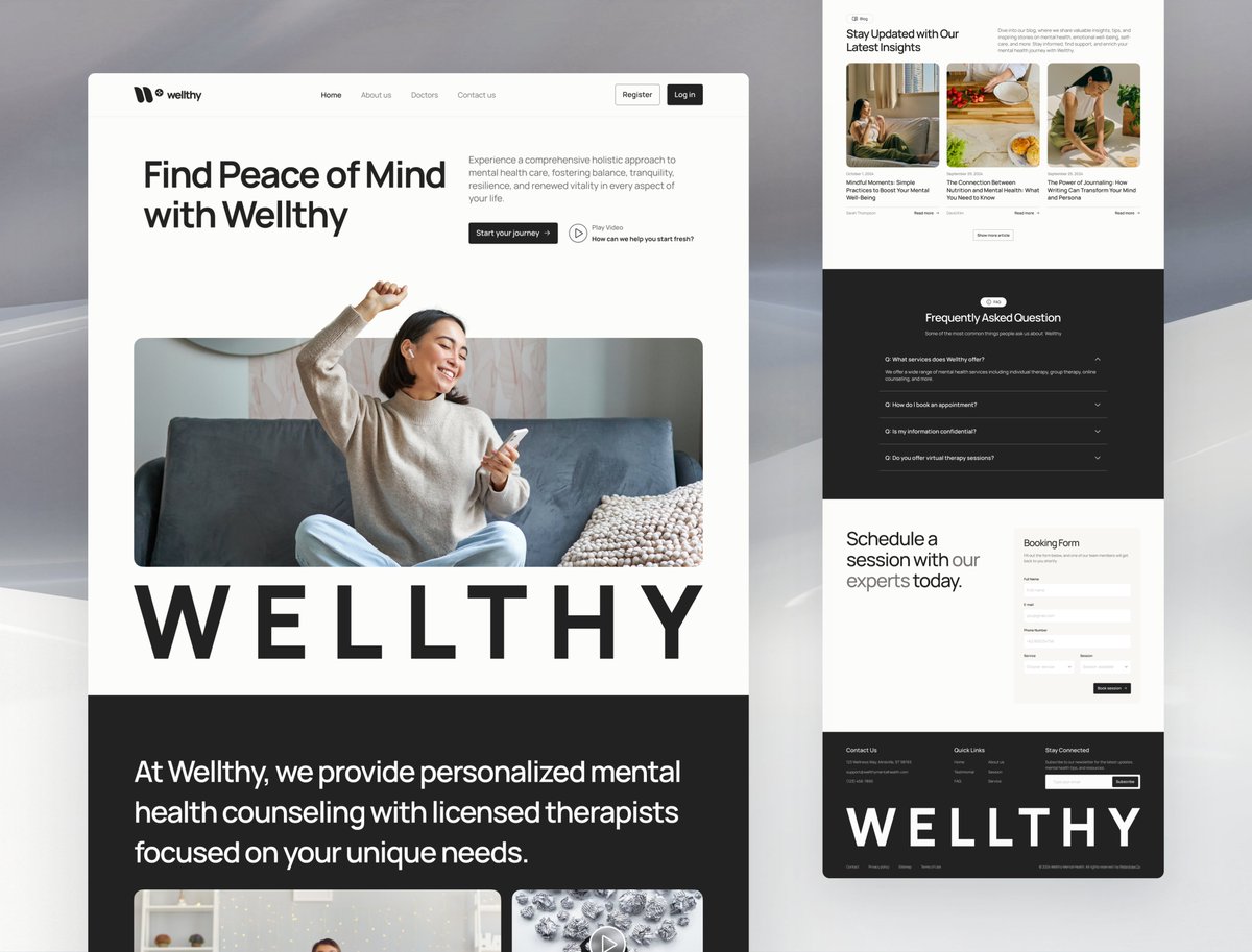 peterdraw's tweet photo. 🌿 Wellthy - wellness with a calmer digital experience

Designed to create a refreshing and balanced wellness journey through clean layouts, soft visuals, and thoughtful structure.

View More : https://t.co/ey9D9kfAKA

#Peterdraw #PeterdrawStudio #Webflow #WebflowTemplate #UIUX #UserInterface #WebDesign #WebsiteDesign #Wellness #MentalHealth