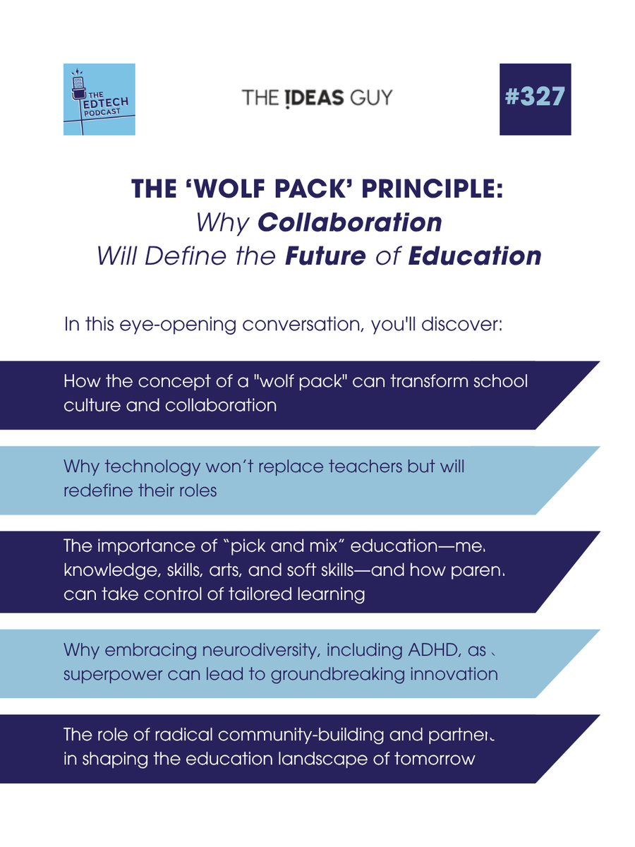 PodcastEdtech's tweet photo. Schools talk a lot about independence. @Itsbenwhitaker argues the future may depend more on interdependence.

In this episode of The EdTech Podcast: AI, collaboration, neurodiversity, and why education systems may need redesigning — not just digitising.

LISTEN NOW! https://t.co/ynXDKeHtn9