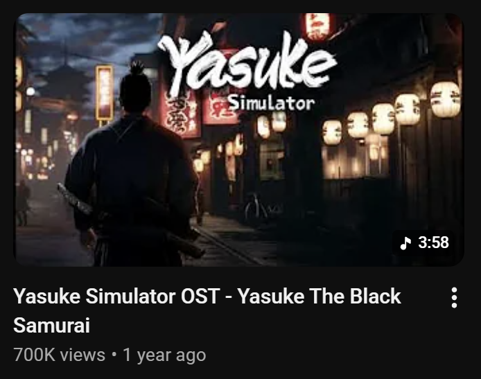 YasukeSimulator's tweet photo. Our song Yasuke the Black Samurai reached 700k views!! 🎶  Thank You https://t.co/vO0xjG66N8 https://t.co/lUng4EizVY