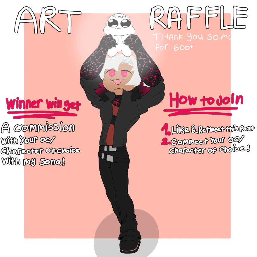 Demonpup787's tweet photo. HELLOOO EVERYONE!! I haven't been able to do a milestone post since it kept going up! BUT! for 600 followers I'm doing a RAFFLE!!
Do you wanna earn a free commission with a character of your choice with my sona? You can even choose what the comm is!
Just like &amp; retweet and post!! https://t.co/fWhqrDswK4