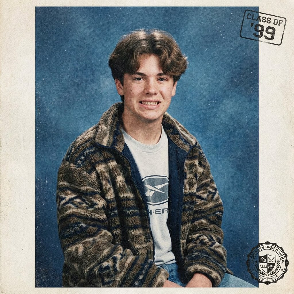 VheerAI's tweet photo. AI-generated 1999 yearbook photos are dangerously accurate 😭
Why do we all somehow look like we played keyboard in a garage band?
#YearbookTrend #90sAesthetic #AIPhotos #RetroVibes #Throwback #Vheer https://t.co/DPs9ZD31zC