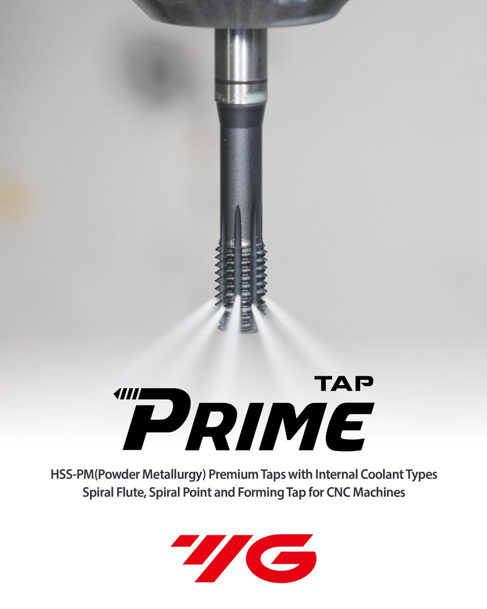 YG1worldwide's tweet photo. YG-1 HSS-PM Prime Tap lineup with the introduction of internal coolant types for spiral flute and spiral point and forming tap

▶️learn more: https://t.co/YYbdhy50P1

#YG1solutions #threading #cncmachining #cncthreading #yg1tools #yg1cuttingtools #machinist #TAP https://t.co/m0iEmm3ng4