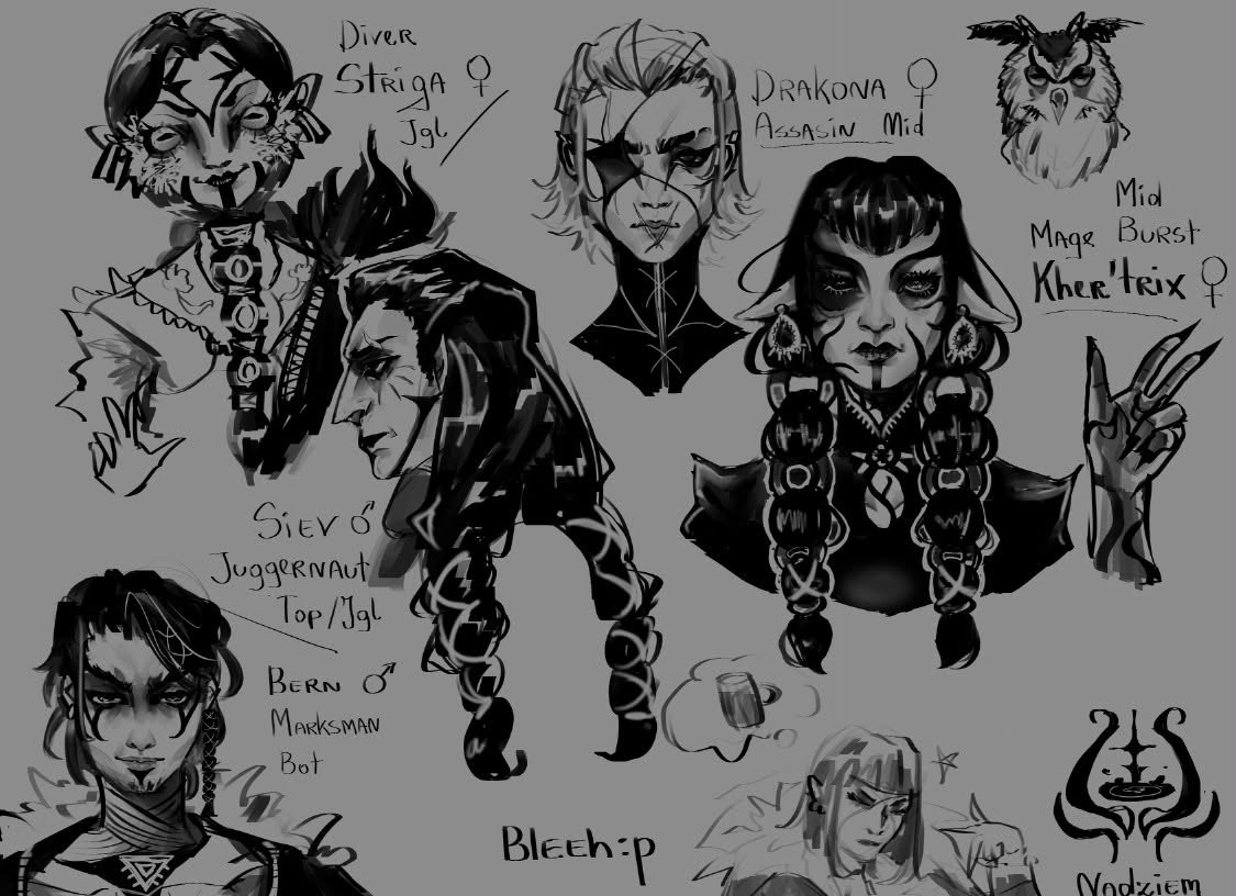 kaszanya's tweet photo. My league region #OC s sketches cuz im a chud https://t.co/GLca7oZehz