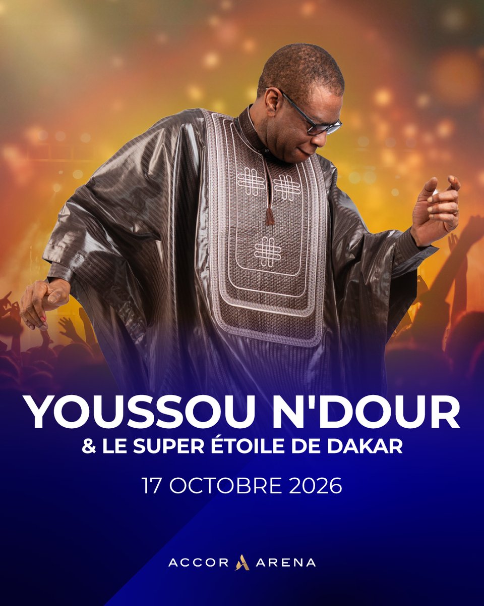 Accor_Arena's tweet photo. Youssou N'Dour et le Super Etoile de Dakar sera de retour à l'Accor Arena de Paris pour le mythique Grand Bal le 17 octobre 2026 !

♥️ Prévente ouverte : https://t.co/cdezDFP2tL
🎫 Ouverture de la billetterie le 27.05 à 12h https://t.co/0jNv0zXRsn