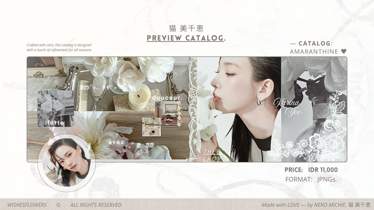 wishesflowers's tweet photo. any repost will be very cherished  ♥

top of the afternoon, dearsts &amp; darlings! i have 4 ready stock layout from Karina latest photoshoot, bloomed in amaranthine 🫖🌺 it’s already available in JPG &amp; PNG for avatars. slide through my DM to claim it as yours 🍃

#bealanja https://t.co/W6x3g6Dudy