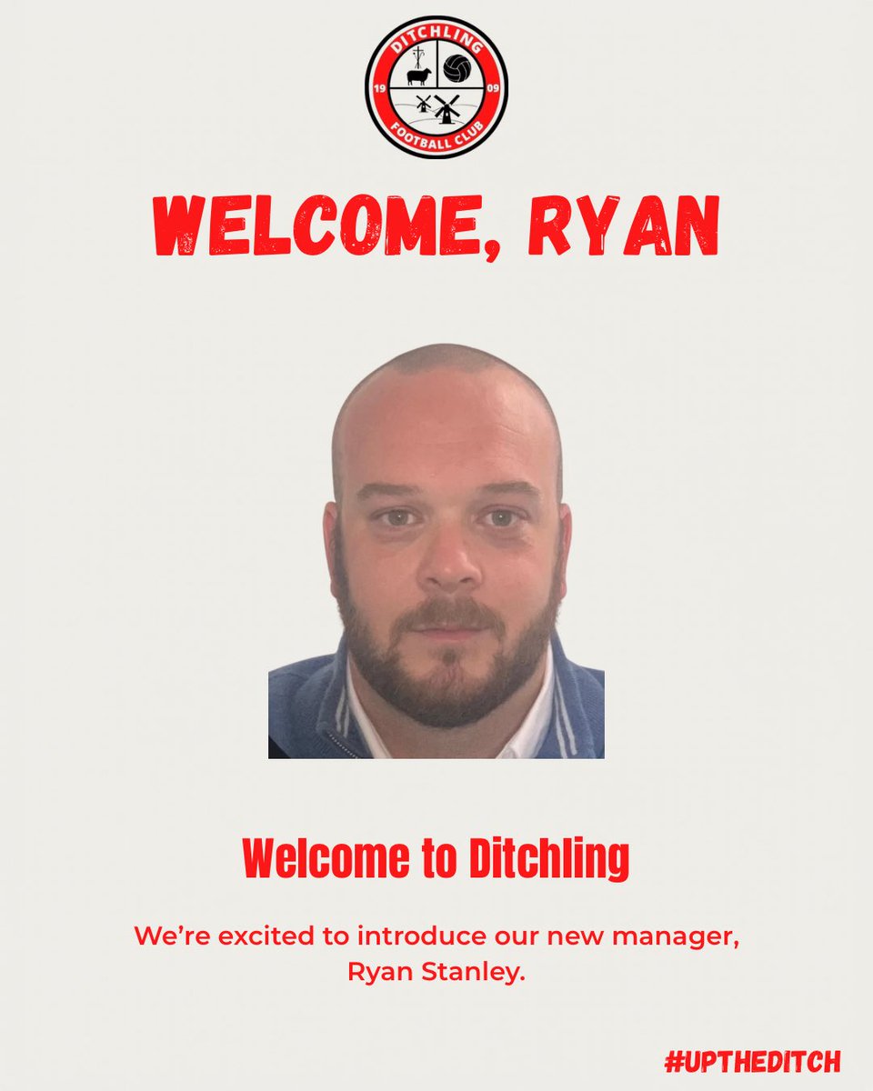 Ditchling_FC's tweet photo. HERE WE GO! 🔴🔴

We’re delighted to announce that Ditchling FC have secured their new manager for the 26/27 season — Ryan Stanley. @CoachRyanStan (1/7) https://t.co/XdhLxmTjAw