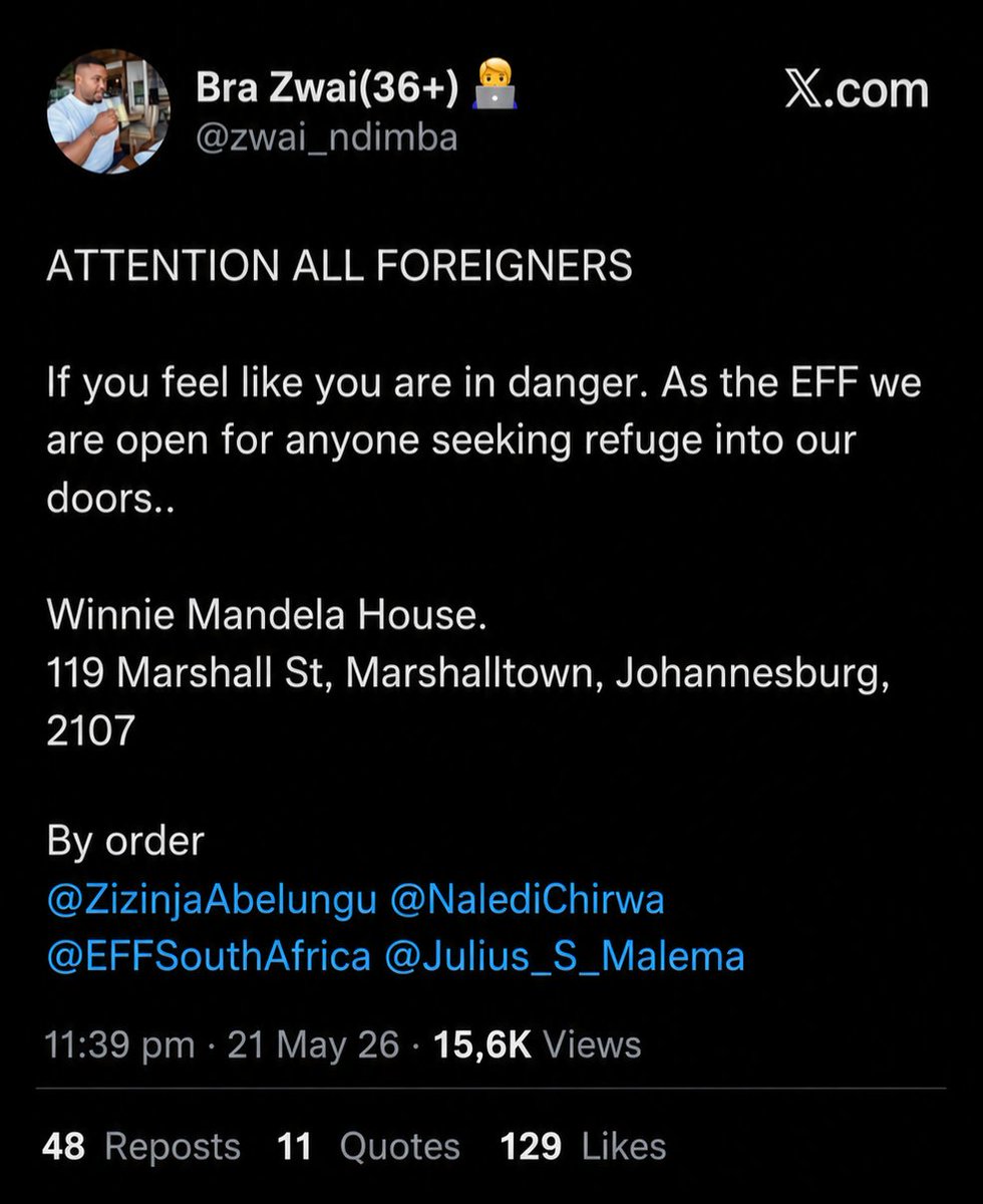 CeendzM's tweet photo. Thank you EFF @EFFSouthAfrica 🔥‼️ Foreigners or Illegal Foreigners, please do as instructed below👇 https://t.co/qYzO1XpOLa