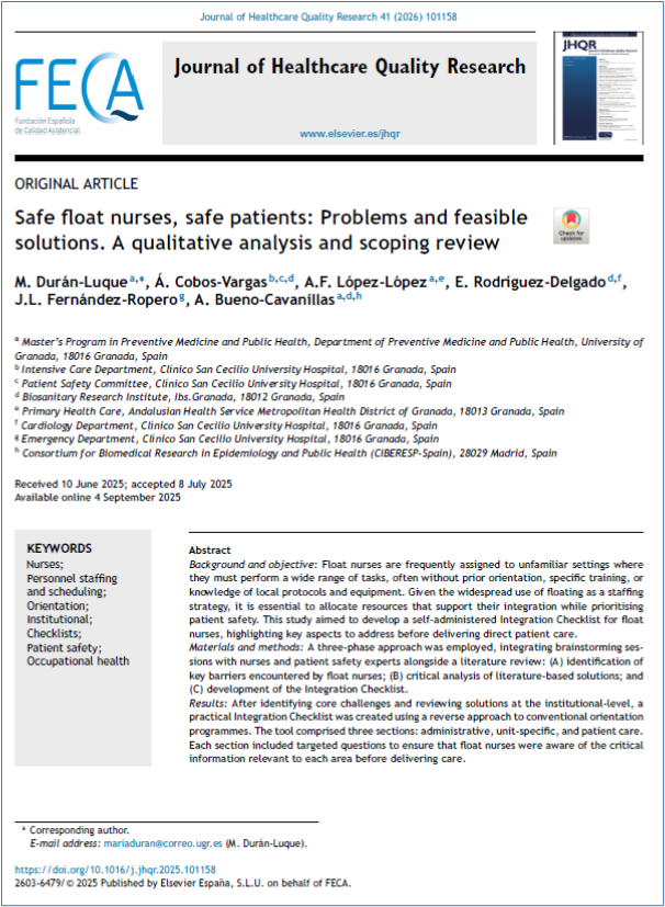 JHealthQualityR's tweet photo. 📰 Enfermeras flotantes seguras, pacientes seguros. Una revisión...
✏️Original por M Durán-Luque et al @JHealthQualityR #RevistaSECA #JHQR
👉 https://t.co/z99OokXNqH
✅ #CalidadAsistencial #Enfermeras #DotacionDePersonal #ListadoDeVerificacion #SeguridadDelPaciente #SaludLaboral https://t.co/2jWd4aE8I5