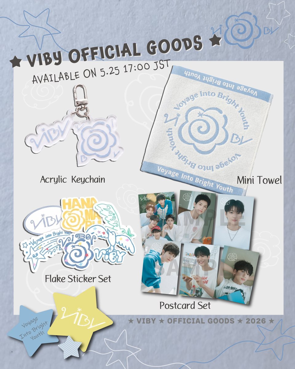 Official_VIBY's tweet photo. [📢NEWS]

⋆───⋆───⋆ ⭒ ⋆───⋆───⋆

VIBY初���OFFICIAL GOODS発売決定✈️🎉

⋆───⋆───⋆ ⭒ ⋆───⋆───⋆

2nd Digital Single「HANAMARU」の世界観をモチーフにしたラインナップ🩵
特別なファーストグッズを、ぜひお見逃しなく✨

🗓販売開始日時：5/25(月) 17:00～

✔詳細はこちら
https://t.co/3zbN0wfdqC

#VIBY #バイビー  
#VIBY_HANAMARUプロジェクト
#VIBY_HANAMARU
#RiiMJ
