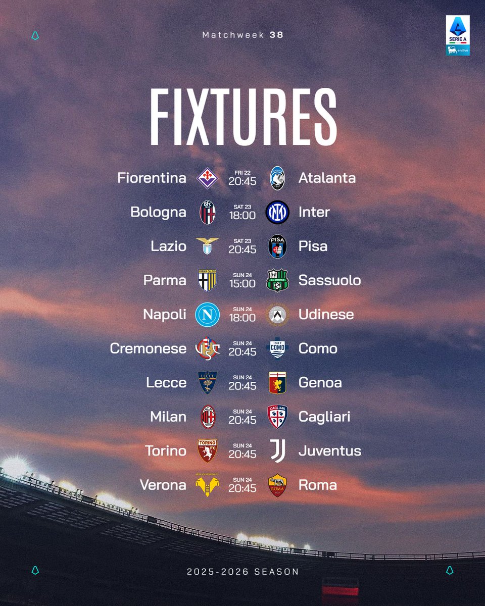 SerieA's tweet photo. L'ultima della stagione. 🔚👀 https://t.co/aVnIJPjgrt