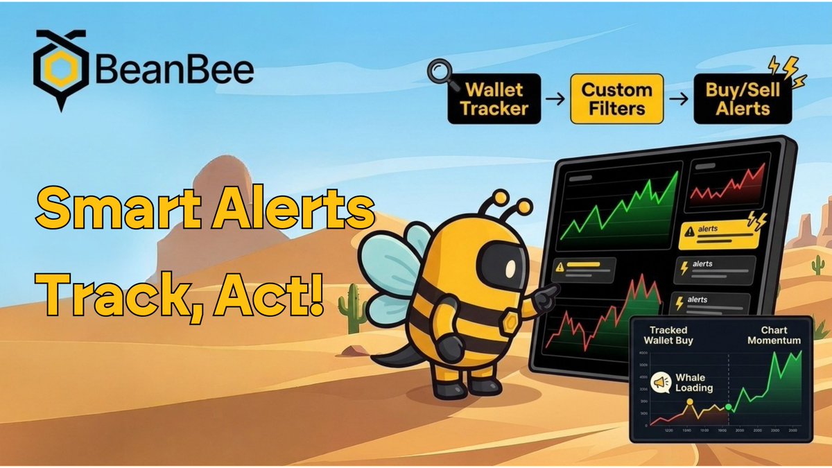 BeanBeeAI's tweet photo. Why chase BSC chart pumps when whale buys hit first?

Wallet Tracker alerts, custom filters, and buy/sell activity tracking flag those entries before candles spike. Tracked wallet buys precede chart momentum, like the whale that loaded 2. Custom filters block out noisy launches. https://t.co/o01TfhY1RJ