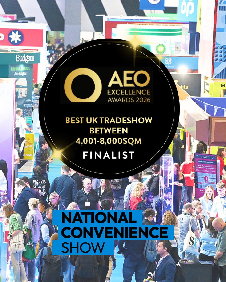 NCSevent's tweet photo. We’re thrilled to announce that National Convenience Show has been shortlisted for the Best UK Tradeshow (4,001–8,000 sqm) at the AEO Awards 🏆

Congratulations to all those recognised on the shortlist - we can’t wait to come together and celebrate on 12 June!

#NCS2026 #Awards https://t.co/cvO8GwV4Iz