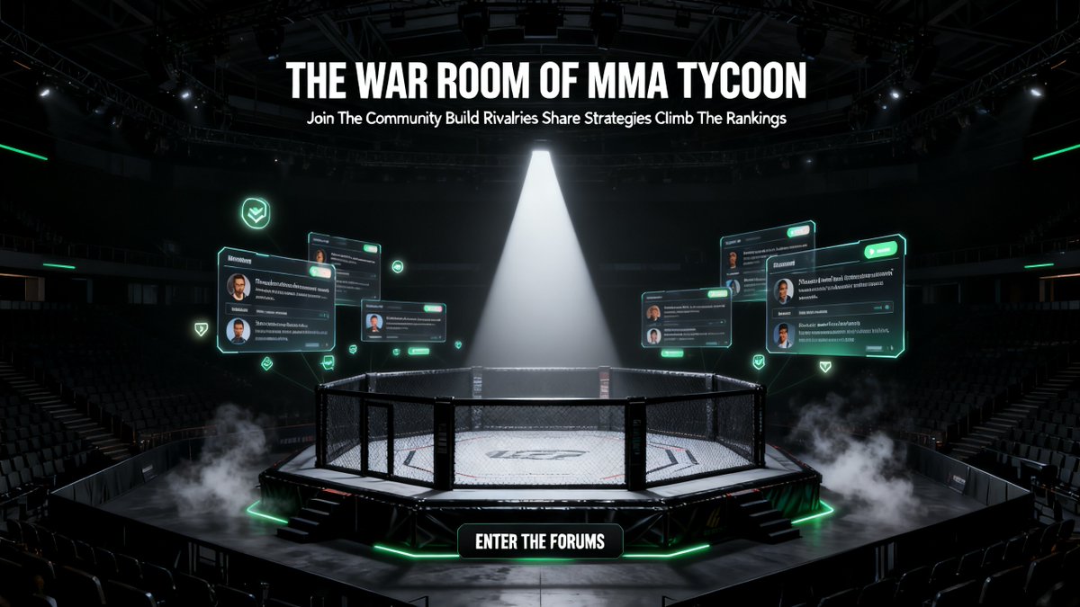 MMATycoon's tweet photo. The cage is where fights happen. The forums are where legends are built. https://t.co/HcDGDLVLJI https://t.co/qBwdi0sPFU
