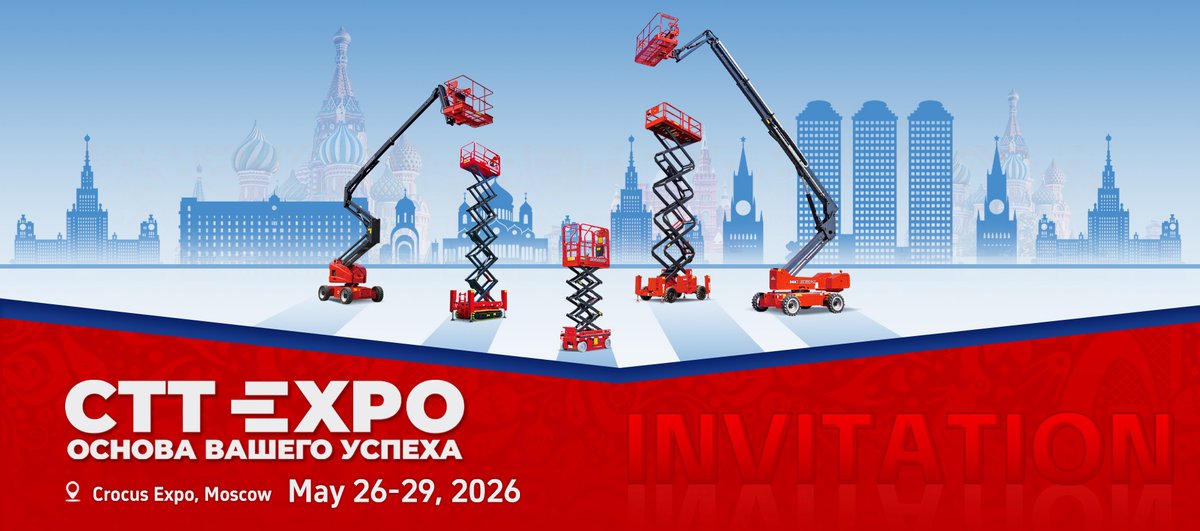 CFMGLIFT's tweet photo. 📍 CTT Moscow | May 26–29 | Crocus Expo
Outdoor booth B16 – see our aerial work platforms:
16m boom lift, 6m/8m/12m scissor lifts &amp; 12m crawler scissor lift.
Come test the equipment &amp; exchange ideas.
See you at B16! 🚀 https://t.co/duiWHFQ82v