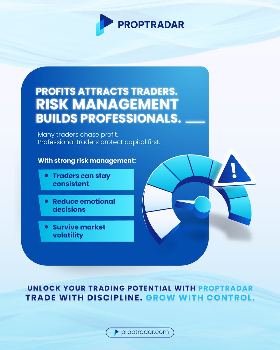 proptradar's tweet photo. Profit may start the journey, but risk management builds the trader.

Protect your capital. Stay consisten. Make disciplined decions in every market condition.

Trade smarter. Grow stronger with PropTradar. 📷

Our Website:
https://t.co/AP23xXjD0C

#propfirm #tradesman #traders https://t.co/EZ8hroU9fq