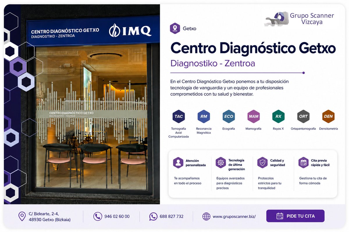 GrupoScanner's tweet photo. Getxo cuenta con un nuevo centro de diagnóstico por imagen integral en Getxo, en este artículo te contamos dónde estamos, cómo pedir cita previa y qué debes tener en cuenta antes de tu prueba. 💜

https://t.co/cbe4hQsiEE

#GSV #ResonanciaMagnetica #Getxo #LasArenas #Radiologia https://t.co/c4rwVuh9zB