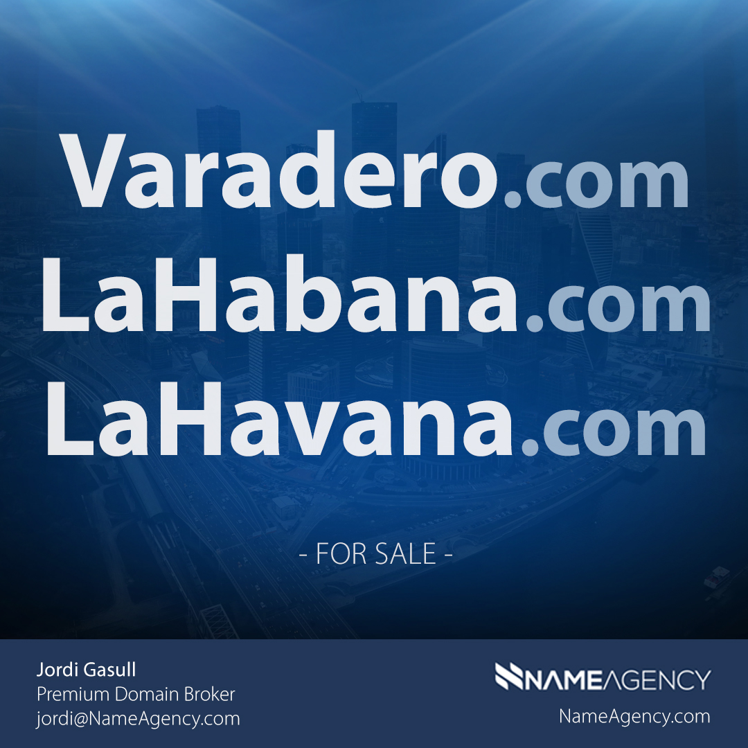 NameAgency_com's tweet photo. The following domains are now available for acquisition:

- https://t.co/naCf4BNVPi
- https://t.co/Jn5pmirYCe
- https://t.co/hnelFmbkub

Take a front-row position in Cuban tourism.

Exclusively represented by @NameAgency_com https://t.co/n7n4zajjxv