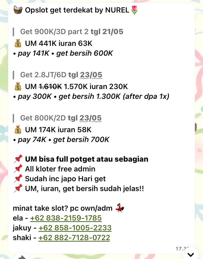 seraphinewpvs's tweet photo. hayyie nurelicious 👋🏻👧🏻🌷 avail #arisan get besok nom 800k/2d iuran 58k um 174k pay 74k get bersih 700k nih bubbs .. 💭🎀 yuk yang mau ngajuin bisa pc pc akuww 🙇🏻‍♀️🫵🏻‼️ #zonauang O78

arisan by nurell 🍓
( 🔗 https://t.co/L9IvImJ3rG )

t. tawarin need ba https://t.co/TWpmGKoBQk