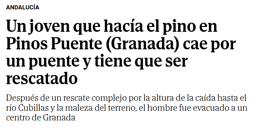 OT24h's tweet photo. Caerte por un puente haciendo el pino en Pinos Puente 

Que hijaputa es la vida a veces https://t.co/EtdObXg8Xd