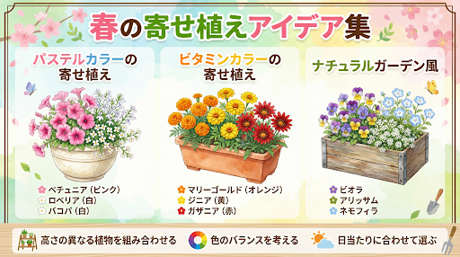🌼 春の寄せ植えアイデア集 🌼 お庭やベランダを彩る、春の寄せ植え