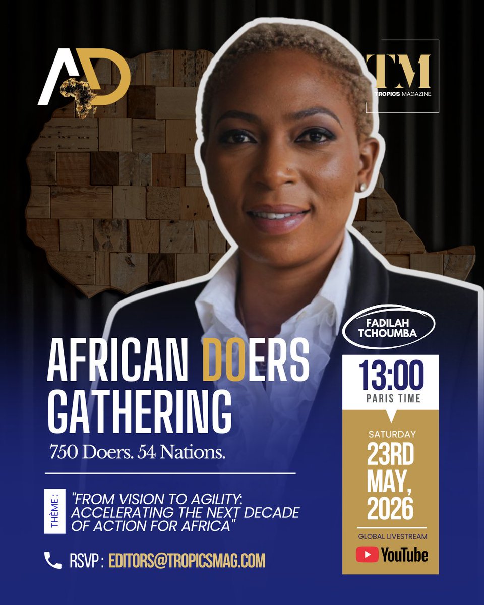 theafricandoers's tweet photo. They don't just talk about Africa. They BUILD it. 🌍
Meet the official speakers of the 11th #AfricanDOers Gathering — May 23rd, 2026
📺 Watch live → https://t.co/VGH0zG9WYR
Drop a 🔥 if you'll be watching.
@africandoers @tropicsmagazine #AfricanDOers #SpeakerSpotlight #AfricaDay https://t.co/QhD4Z1Vvqk