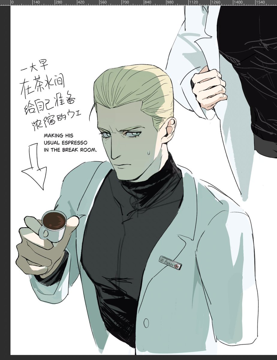APOM_CN's tweet photo. They accidentally put on each other’s coats this morning...
In my headcanon, they share a double dorm room, so this kind of thing happens🤣    #AlbertWesker #WilliamBirkin #willsker https://t.co/YbS74syPJY