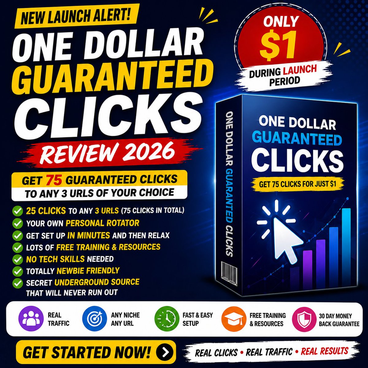 BdSelfmade's tweet photo. Can you really get 75 real, human traffic clicks for just $1? 🤔
Testing cheap traffic sources can be a nightmare for affiliate marketers. Most of them are filled with useless bots. 🤖❌
I decided to test a viral service called "One Dollar Guaranteed Clicks". 👇 https://t.co/D8dIEDuB2C