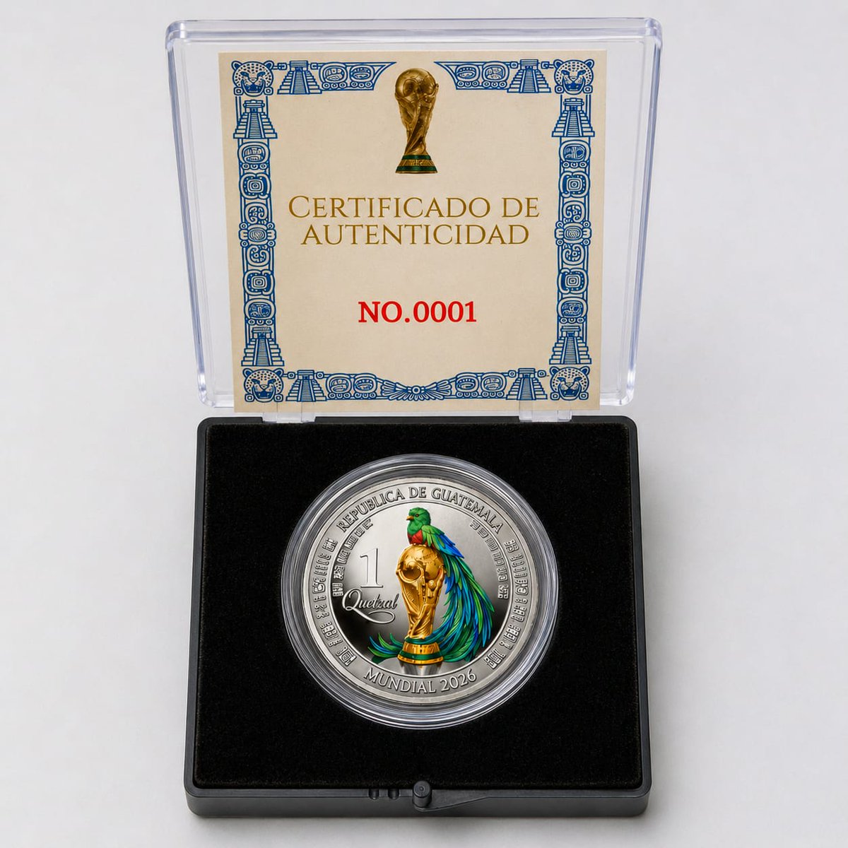 Jaaaz___'s tweet photo. Colección privada de moneda de Q1 conmemorativa por el Mundial. (No emitida por el Banguat ni para su circulación)

📸 cortesía https://t.co/Q0F6EQ2ayA
