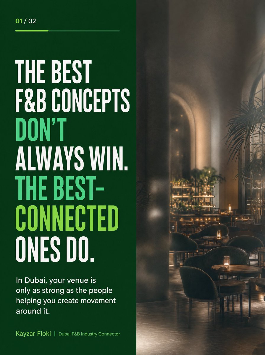 KayzarFloki's tweet photo. Dubai F&amp;B isn’t won by concepts alone. It’s won by connected venues. Kayzar Floki connects venues, talent, promoters, freelancers &amp; partners for stronger hospitality growth. 

Follow @kayzar.floki 🔥 

#DubaiFNB #VenueGrowth #KayzarFloki https://t.co/vK6WgPI7bd